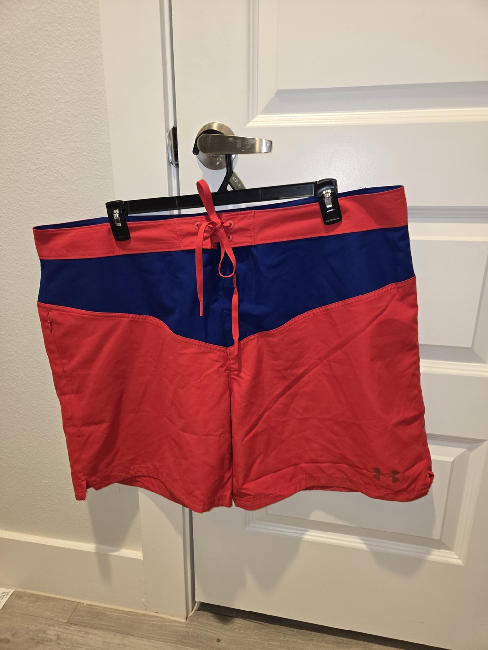 Under Armour Men’s Red & Navy Colorblock Swim Trunks
